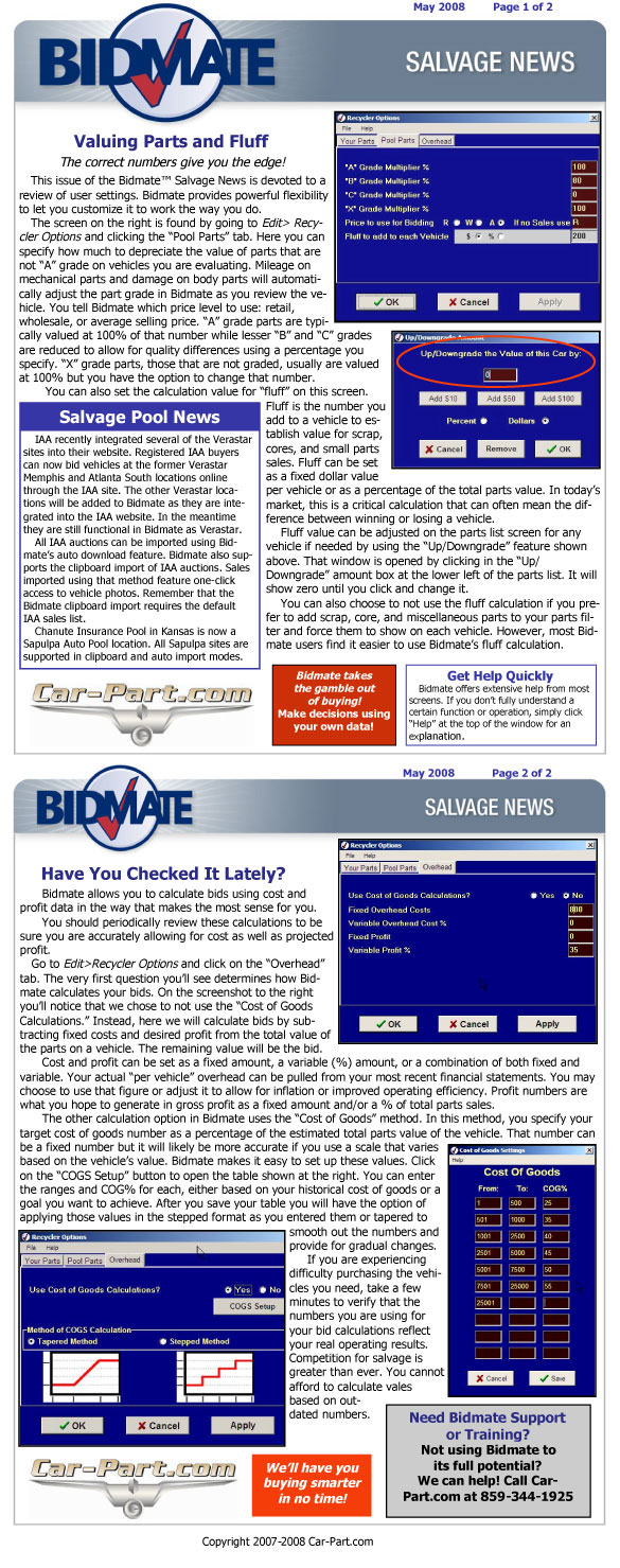 Bidmate Salvage News - May 2008